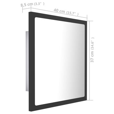 vidaXL Badrumsspegel med LED grå 40x8,5x37 cm akryl