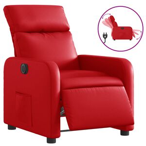 vidaXL Elektrisk reclinerf&aring;t&ouml;lj r&ouml;d konstl&auml;der