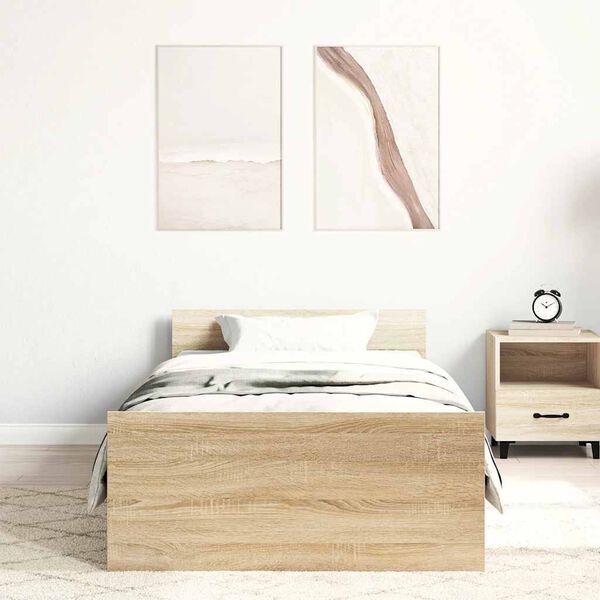 vidaXL Sängram utan madrass sonoma-ek 90x190 cm konstruerad trä