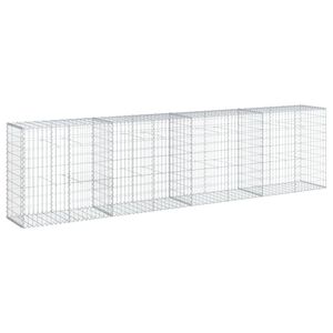 vidaXL Gabionkorg med skydd 400x50x100 cm galvaniserat j&auml;rn