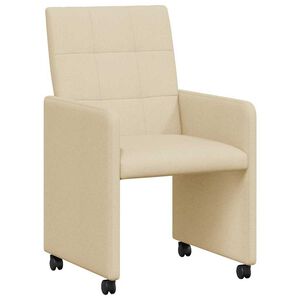 vidaXL Matstolar med hjul 2 st tyg Kr&auml;m 58 x 65 x 94 cm