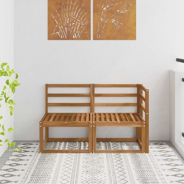 vidaXL Modulsoffa utomhus mitt och h&ouml;rn 2 Stycke Naturf&auml;rg