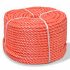vidaXL Tvinnat rep i polypropylen 6 mm 200 m orange