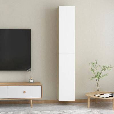 vidaXL TV-skåp 2 st vit och sonoma-ek 30,5x30x90 cm konstruerat trä