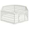 vidaXL 6-panelers hundhagen 177,5 x 154,5 x 58 cm Plast Vit Hopf&auml;llbar
