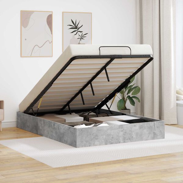 vidaXL Ottoman S&auml;ngram Betonggr&aring; 135 x 190 cm Konstruerat tr&auml;