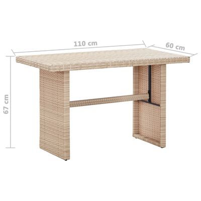 vidaXL Trädgårdsbord beige 110x60x67 cm konstrotting