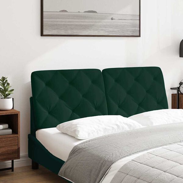 vidaXL Headboard Cushion Dark Green 140 cm Velvet