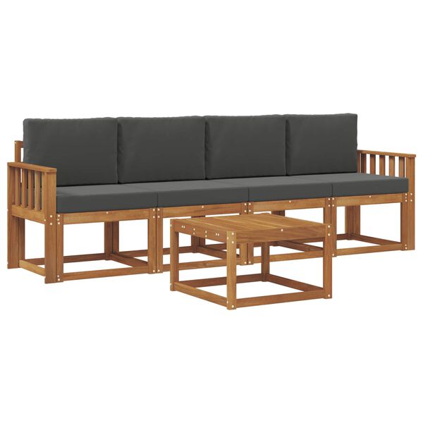 vidaXL Utomhussoffset med kudde 5 pcs Naturlig och Antracit