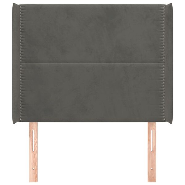 vidaXL S&auml;nggavel med kanter m&ouml;rkgr&aring; 93x16x118/128 cm sammet