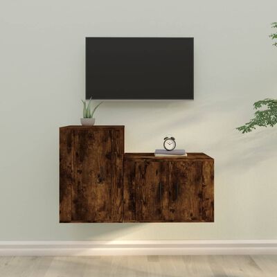 vidaXL TV-bänk 2 delar rökfärgad ek konstruerat trä
