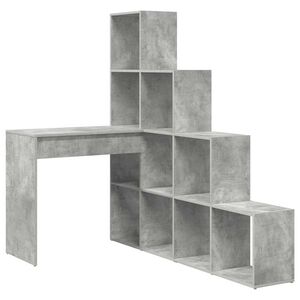 vidaXL H&ouml;rnskrivbord med hylla Betonggr&aring; 101,5 x 149,5 x 149,5 cm