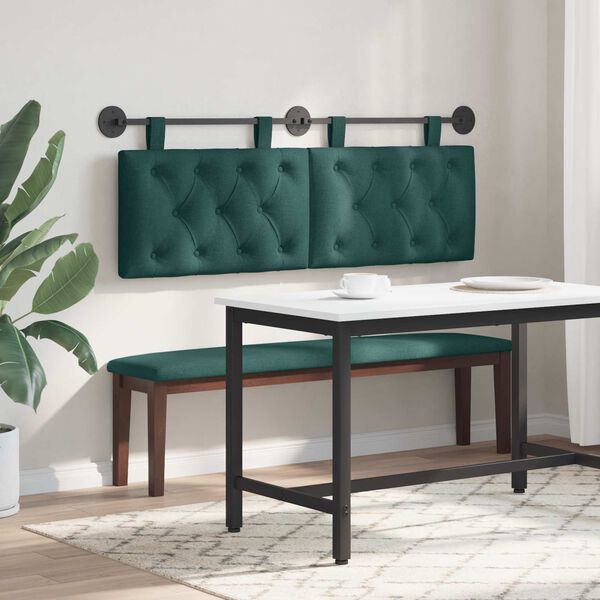 vidaXL H&auml;ngande Huvudgavel V&auml;ggmonterad M&ouml;rkgr&ouml;n 130 x 55 x 7 cm tyg