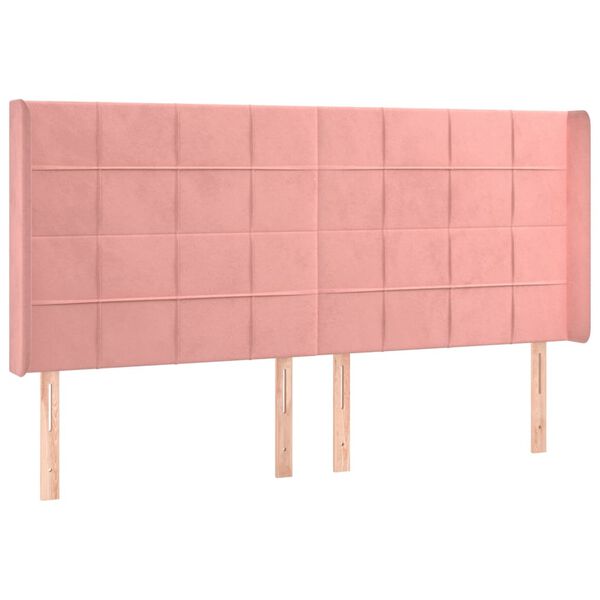 vidaXL S&auml;nggavel med kanter rosa 163x16x118/128 cm sammet