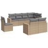vidaXL Matgrupp f&ouml;r tr&auml;dg&aring;rden med dynor 8 delar beige konstrotting