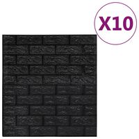 vidaXL 3D-tapet tegel självhäftande 10 delar svart