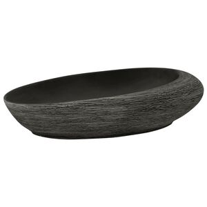 vidaXL Handfat gr&aring; och svart oval 59x40x14 cm keramik