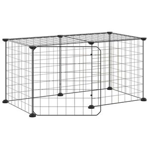 vidaXL Husdjursbur svart 8 paneler 70x35x35 cm st&aring;l