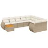 vidaXL Soffgrupp f&ouml;r tr&auml;dg&aring;rd med dynor 10 delar beige konstrotting