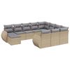 vidaXL Loungegrupp f&ouml;r tr&auml;dg&aring;rden m. dynor 11 delar beige konstrotting