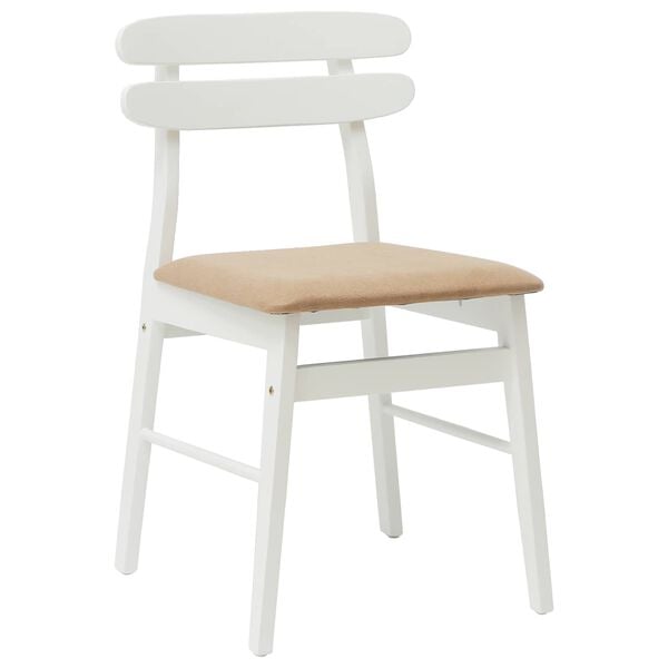 vidaXL Matstol 2 pcs Vit och brun Massiv Gummiträ