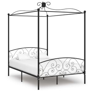 vidaXL S&auml;nghimmel utan madrass svart metall 140x200 cm