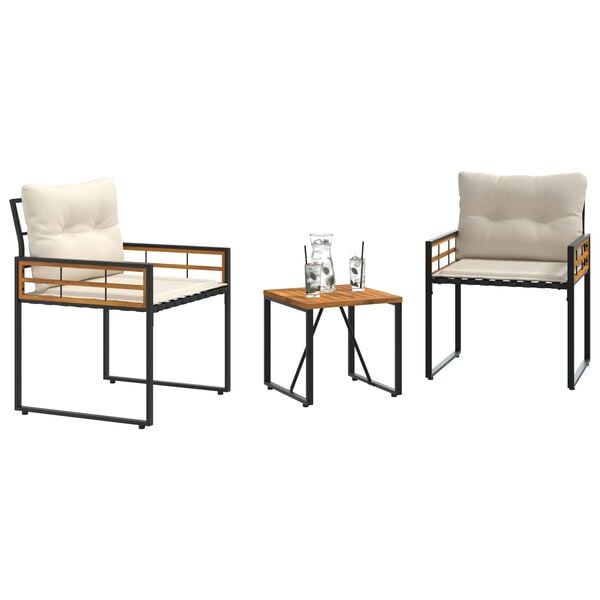vidaXL Utemöbelset med kudde 3 pcs Kräm