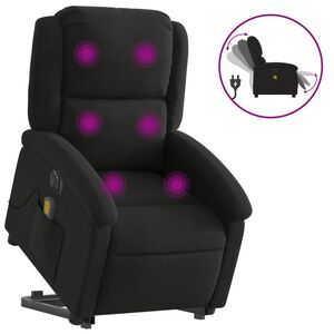 vidaXL Elektrisk massagef&aring;t&ouml;lj med uppresningshj&auml;lp svart tyg