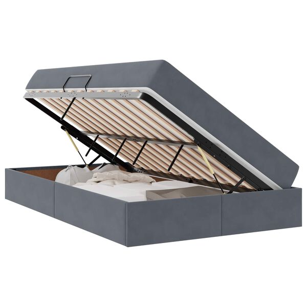 vidaXL F&ouml;rvaringss&auml;ng med madrass M&ouml;rkgr&aring; 120 x 200 cm Sammet