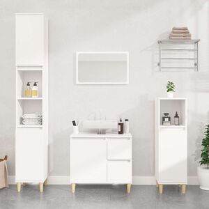 vidaXL Badrumssk&aring;p vit 30x30x190 cm konstruerat tr&auml;