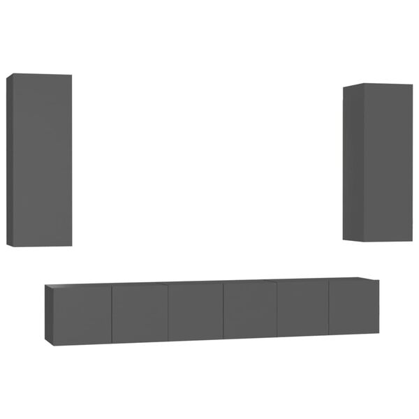 vidaXL Tv-sk&aring;p 5 delar gr&aring; konstruerat tr&auml;