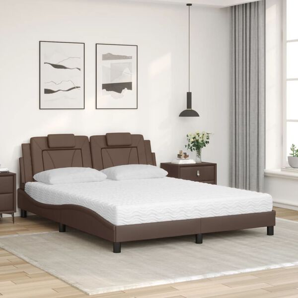 vidaXL Bed "Viana" with Mattress Brown 160x200 cm Faux Leather