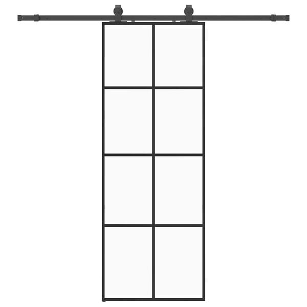 vidaXL Skjutdörr med beslag svart 76x205 cm ESG-glas