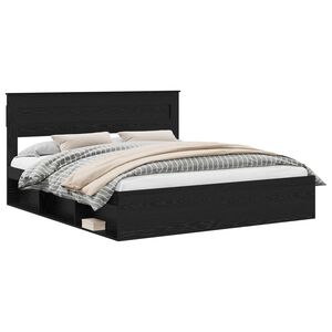 vidaXL S&auml;ngram Enf&auml;rgad med huvudgavel Svart 200 x 200 cm Massiv furu