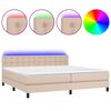 vidaXL Rams&auml;ng med b&auml;ddmadrass & LED cappuccino 200x200 cm konstl&auml;der