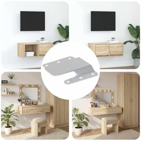 vidaXL Flush Mount-Bracket 12 pcs Silver 75 x 66 x 1,4 mm St&aring;l