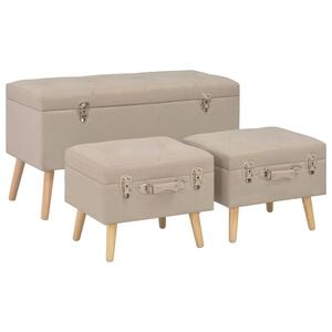 vidaXL F&ouml;rvaringspallar 3 st beige tyg