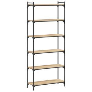 vidaXL Bokhylla 6 hyllplan sonoma-ek 80x30x188 cm konstruerat tr&auml;