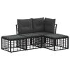 vidaXL Utomhussoffset med kudde 4 pcs Svart Polyester