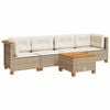 vidaXL Soffgrupp f&ouml;r tr&auml;dg&aring;rden med dynor 5 delar beige konstrotting