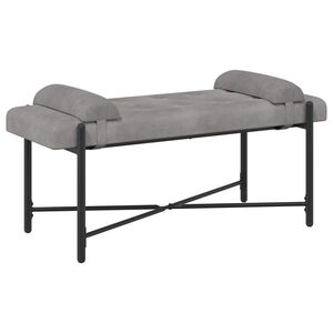 vidaXL Knappstoppad b&auml;nk med kuddar Ljusgr&aring; 110 x 40 x 46 cm Sammet