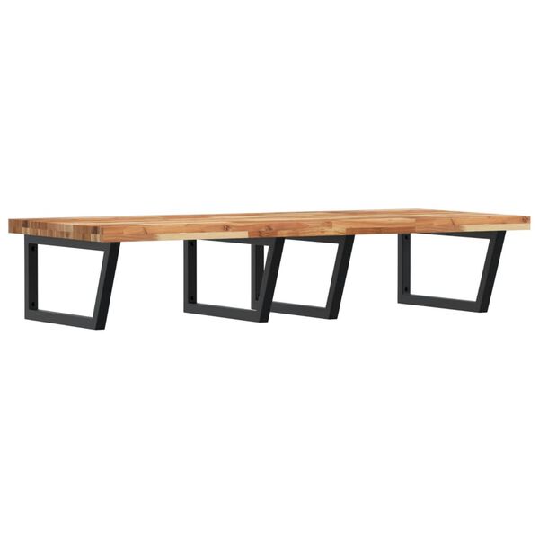 vidaXL V&auml;ggmonterad handfatshylla st&aring;l och massivt akaciatr&auml;