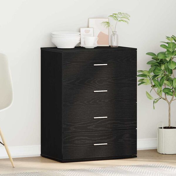 vidaXL Sideboard med l&aring;da Svart Ek 60 x 39 x 80 cm Konstruerat tr&auml;