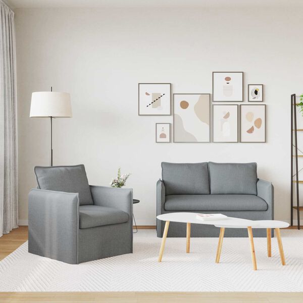 vidaXL Soffa 2 pcs Ljusgr&aring; 136 x 82 x 85 cm tyg