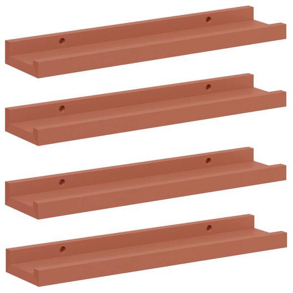 vidaXL V&auml;gg hylla med hylla 4 pcs R&ouml;d 40 x 9 x 3 cm Konstruerat tr&auml;