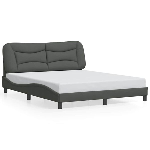 vidaXL Bed Frame without Mattress "Hvar" Dark Grey 160x200 cm Fabric