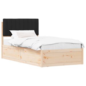 vidaXL S&auml;ngram med Kl&auml;dd Huvudgavel Svart 100 x 200 cm Massiv furu