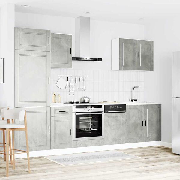 vidaXL K&ouml;kssk&aring;psset Porto 7 delar betonggr&aring; konstruerat tr&auml;