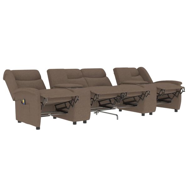 vidaXL Massagefåtölj med kopphållare 4-sits taupe