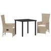 vidaXL Tr&auml;dg&aring;rdsm&ouml;belset med kudde 3 pcs Beige konstrotting
